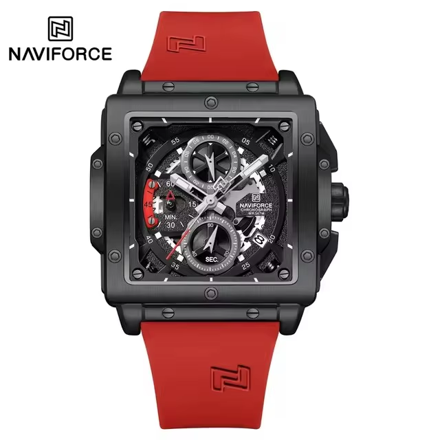 NAVIFORCE 8064 Men Watch Sport Luxury Square Chronograph Date Original Wristwatch Waterproof Quartz Male Clock
