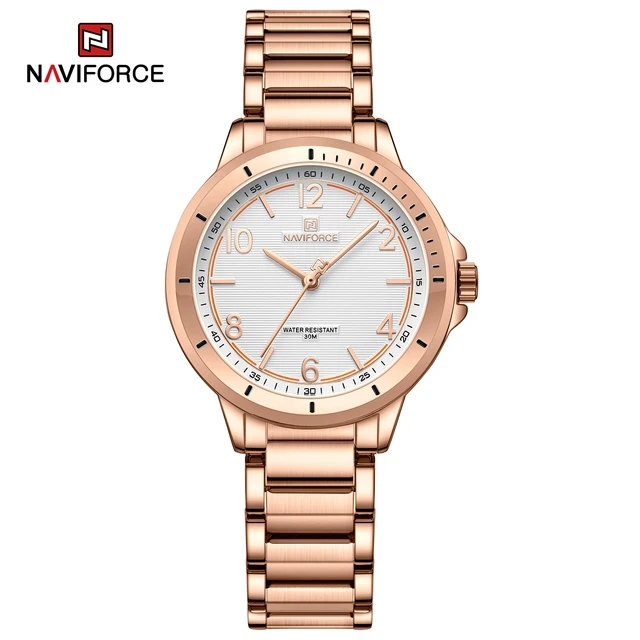 NAVIFORCE 5021 Stainless Steel Lady Quartz Wristwatch Fashion Woman Watch Water Resistant