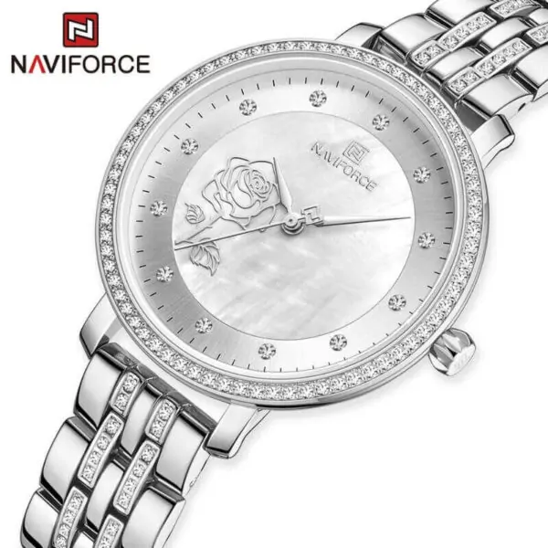 NAVIFORCE 5017 Luxury Stainless Steel Ladies Women Girls Watch Bracelet High Quality Wristwatch