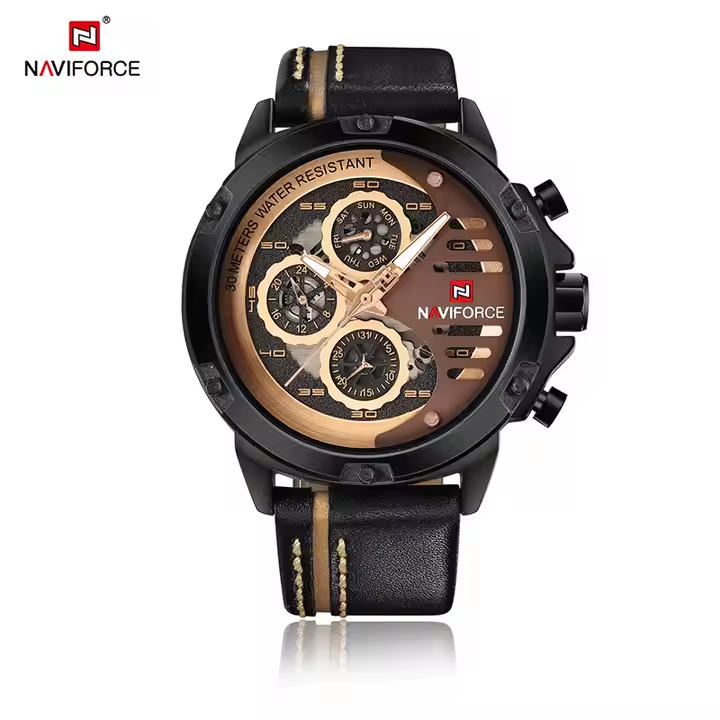 NF 9110 - Naviforce WristwatchesTop Brand Luxury Watches Men Wrist Waterproof Leather Analog Quartz Watch Male Clock