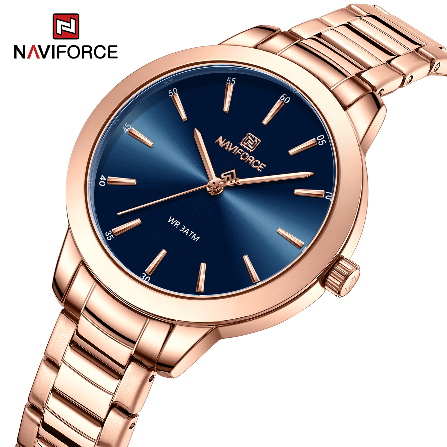 NAVIFORCE 5025 Quartz Watche Fashion Stainless Steel Band Women Wristwatch
