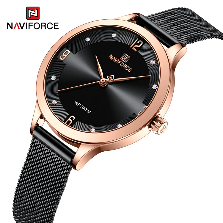 NAVIFORCE 5023 New Hot Selling Watches Women Wrist Luxury 30m Waterproof Sport Watch for Lady with Stainless Steel