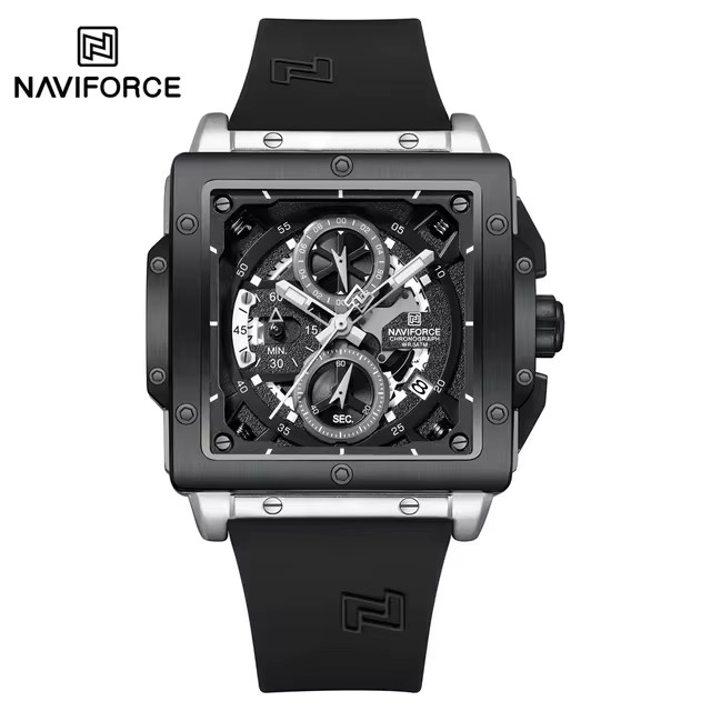 NAVIFORCE 8064 Men Watch Sport Luxury Square Chronograph Date Original Wristwatch Waterproof Quartz Male Clock