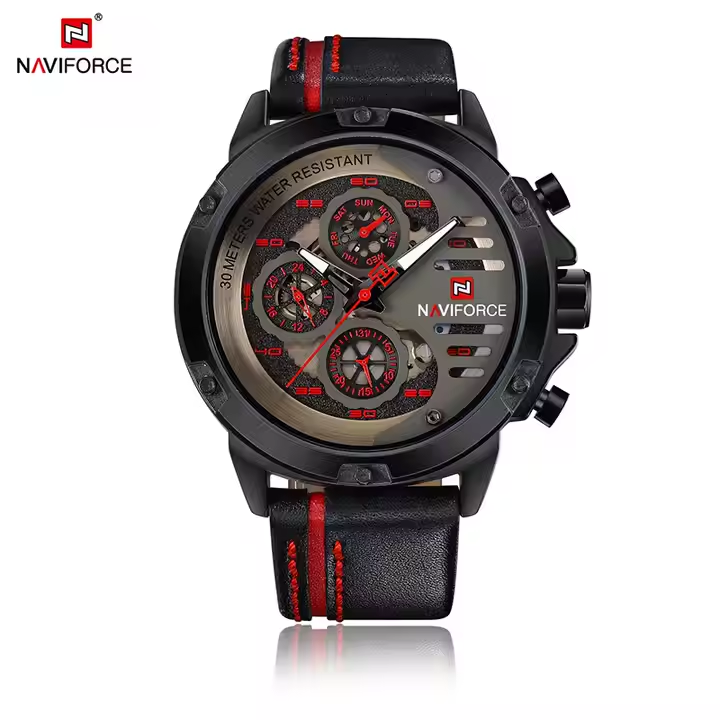 NF 9110 - Naviforce WristwatchesTop Brand Luxury Watches Men Wrist Waterproof Leather Analog Quartz Watch Male Clock