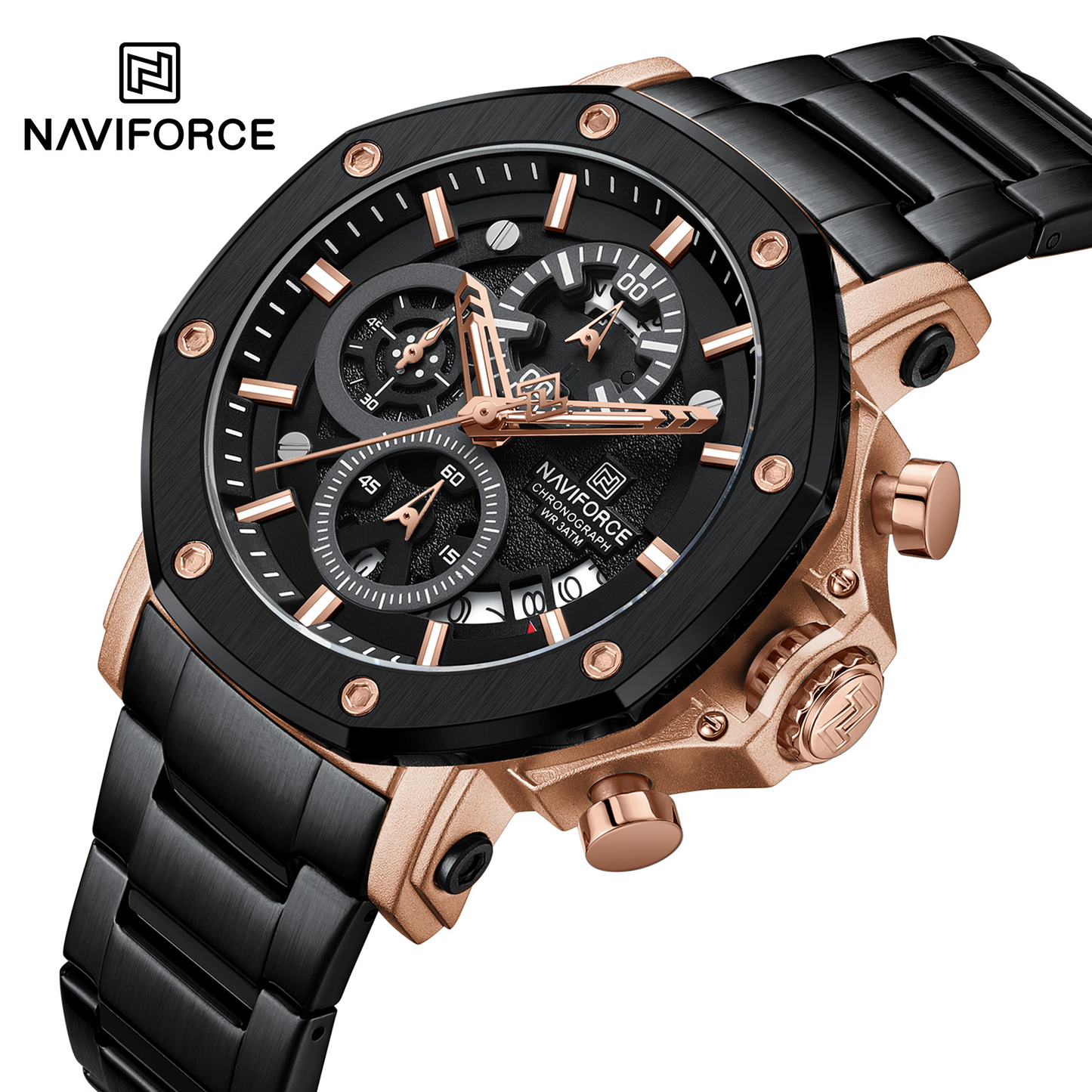 NAVIFORCE 8065 Watch for Men Business Quartz Men's Wristwatches High Quality Stainless Steel Strap Waterproof Man Watches