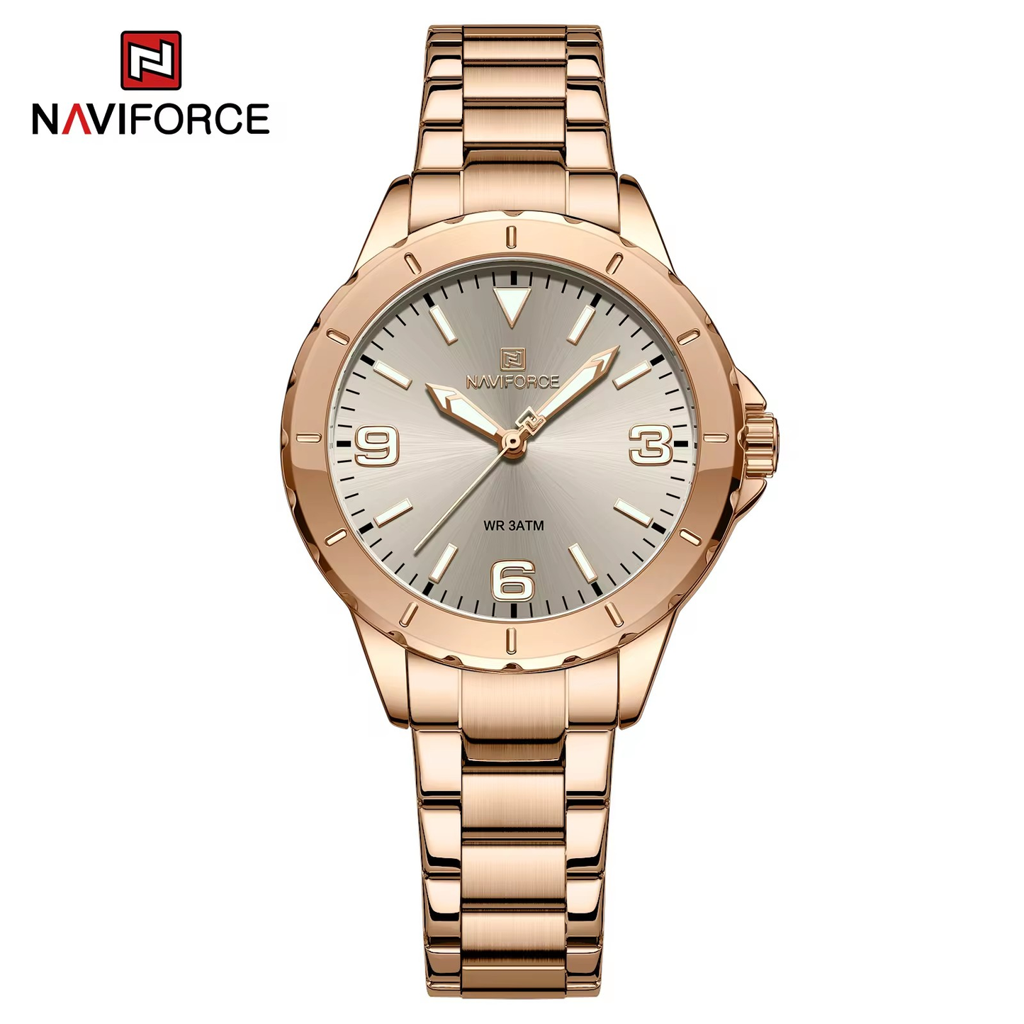 Naviforce 5022 Popular Women's Stainless Steel Band Quartz Watch Fashion Waterproof Women's Watches High Quality Leisure Style