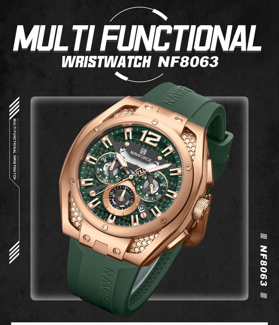 NAVIFORCE 8063 Watch Popular Quartz Chronograph Luminous Watch Casual Business Quartz Watch for Men