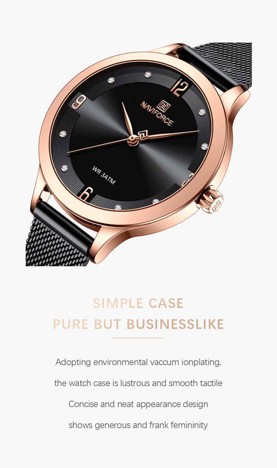 NAVIFORCE 5023 New Hot Selling Watches Women Wrist Luxury 30m Waterproof Sport Watch for Lady with Stainless Steel