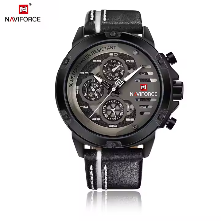 NF 9110 - Naviforce WristwatchesTop Brand Luxury Watches Men Wrist Waterproof Leather Analog Quartz Watch Male Clock