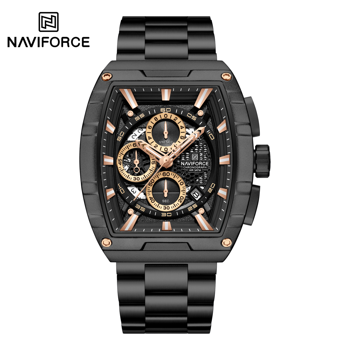NAVIFORCE 8066 Men Watch Sport Luxury Chronograph Original Wristwatch Stainless Steel Quartz Male