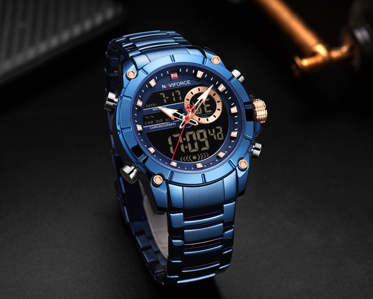 NAVIFORCE 9163  Men's Watch Luxury Naviforce Men's Quartz Hour Analog LED Sports Watch Men New Sport Wrist Watch