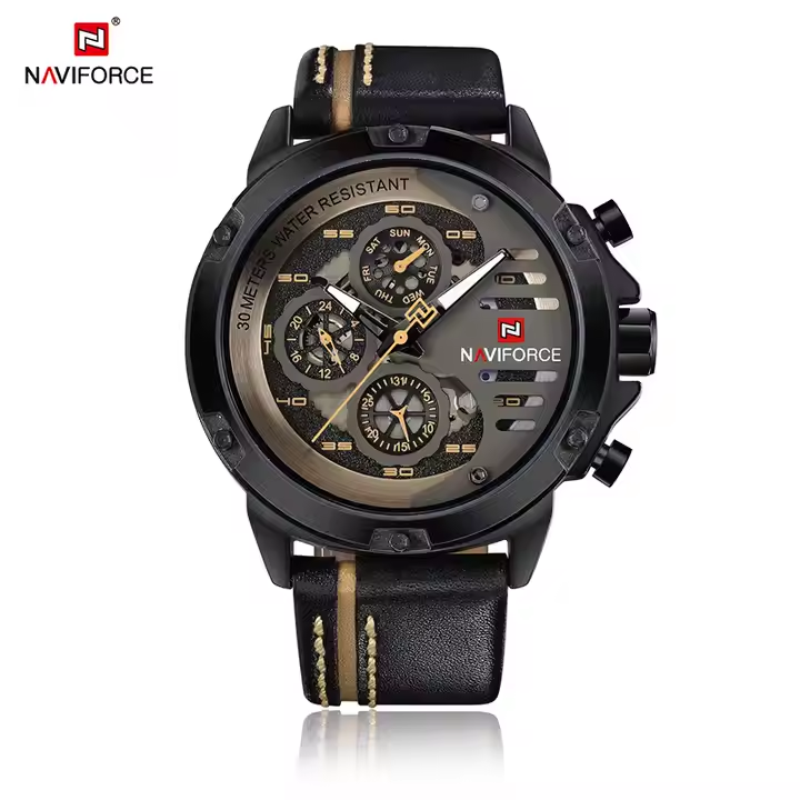 NF 9110 - Naviforce WristwatchesTop Brand Luxury Watches Men Wrist Waterproof Leather Analog Quartz Watch Male Clock