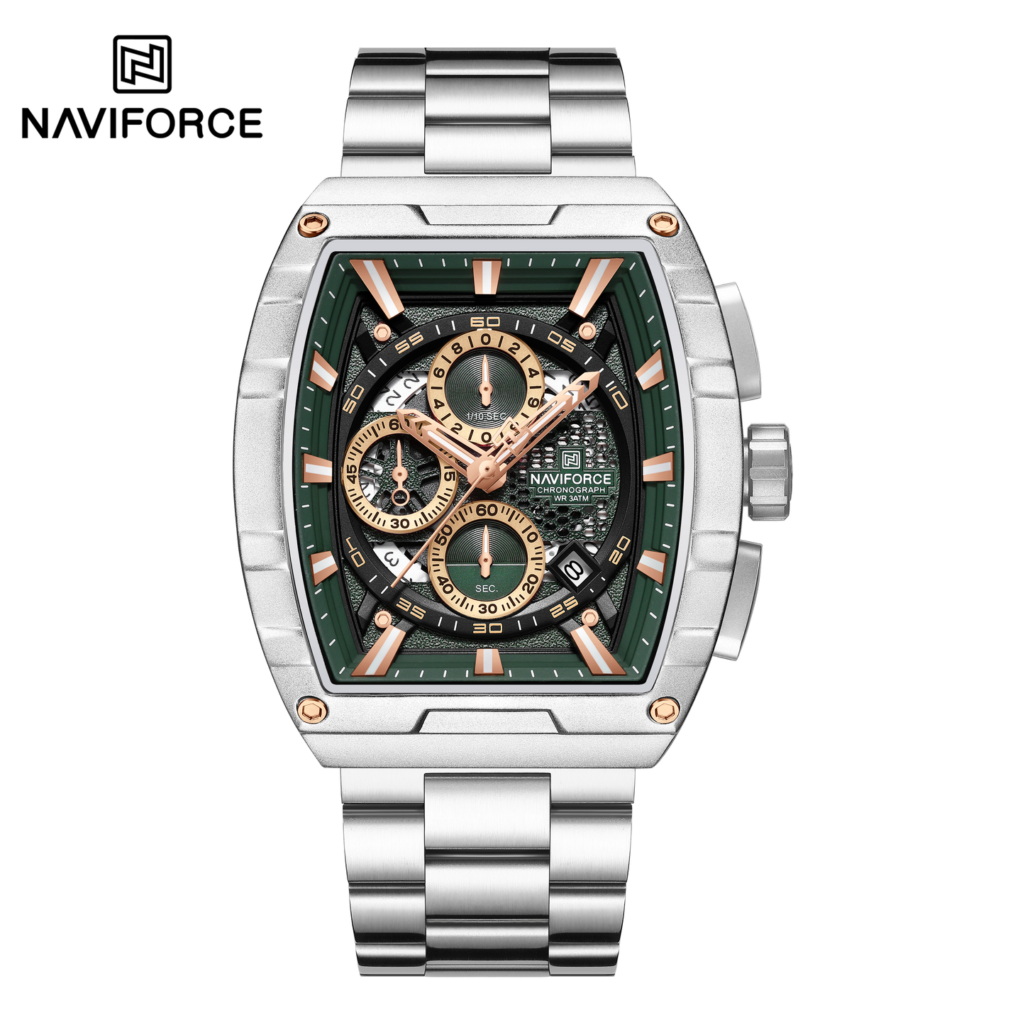 NAVIFORCE 8066 Men Watch Sport Luxury Chronograph Original Wristwatch Stainless Steel Quartz Male