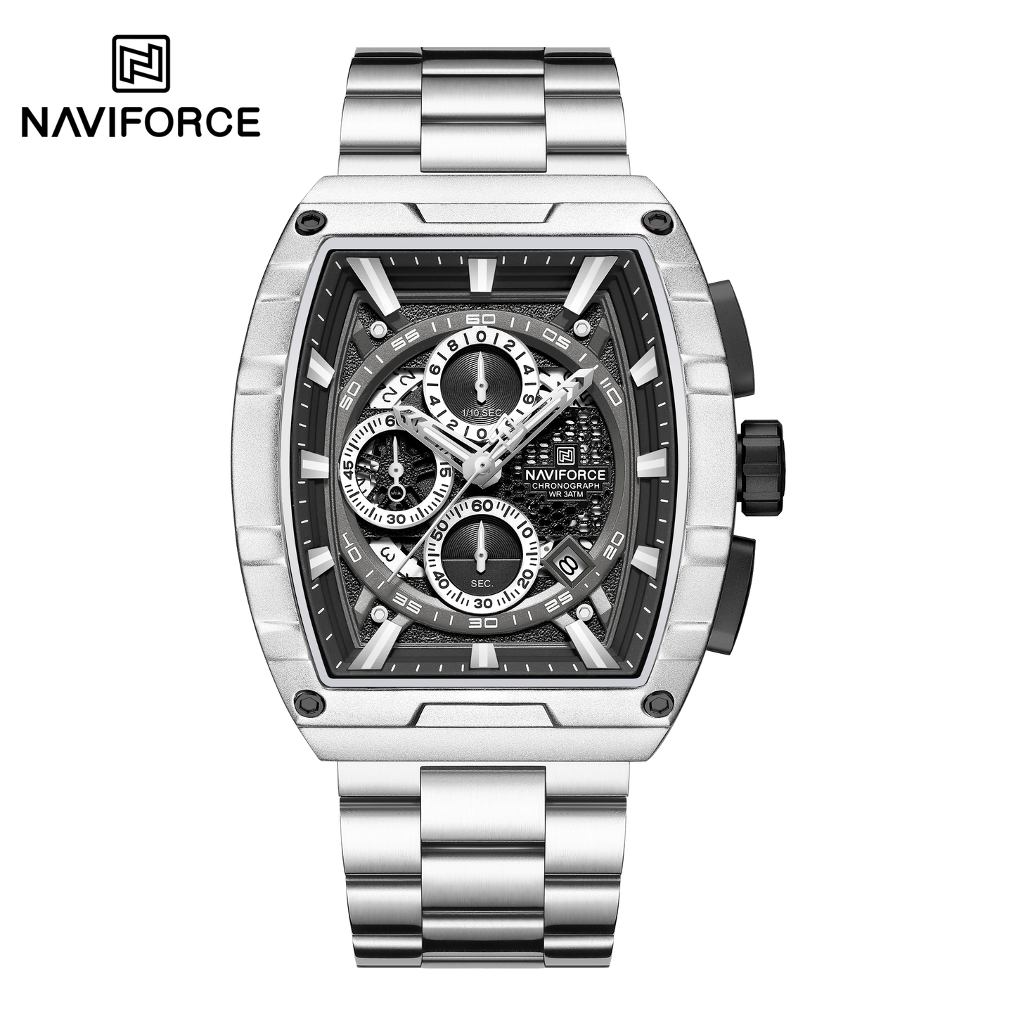 NAVIFORCE 8066 Men Watch Sport Luxury Chronograph Original Wristwatch Stainless Steel Quartz Male