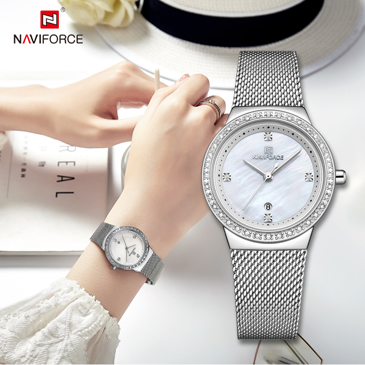 NAVIFORCE 5005 New Women Luxury Brand Watch Diamond Quartz Lady Waterproof Wristwatch Female Fashion Watches Clock Reloj Mujer