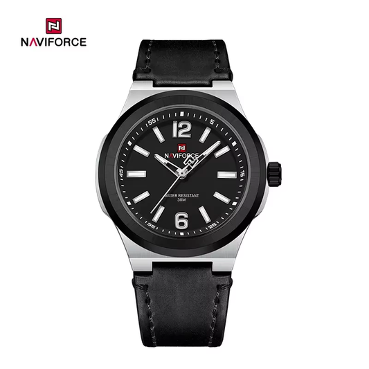NAVIFORCE 9233 Casual Men's Quartz Watch Genuine Leather Strap Life Waterproof Fashion Classic Timepiece