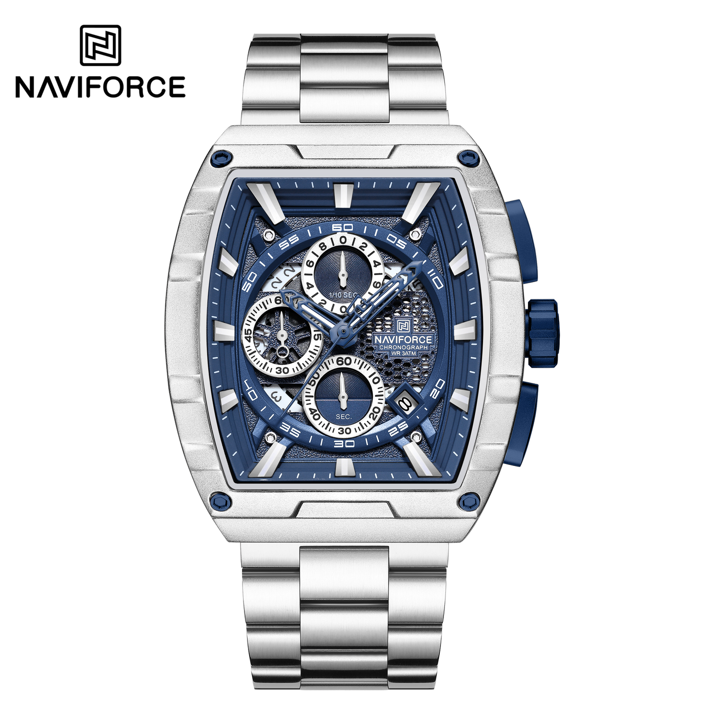 NAVIFORCE 8066 Men Watch Sport Luxury Chronograph Original Wristwatch Stainless Steel Quartz Male