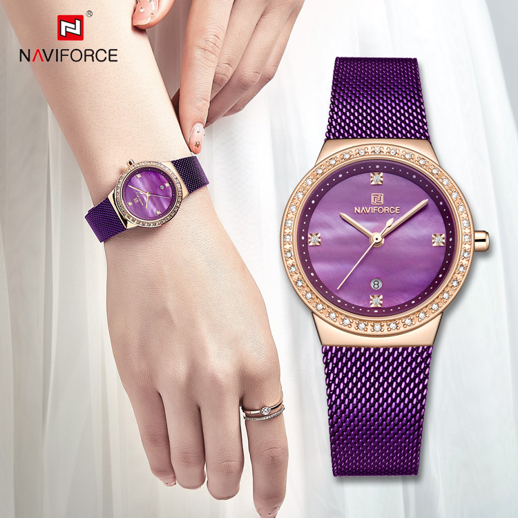 NAVIFORCE 5005 New Women Luxury Brand Watch Diamond Quartz Lady Waterproof Wristwatch Female Fashion Watches Clock Reloj Mujer