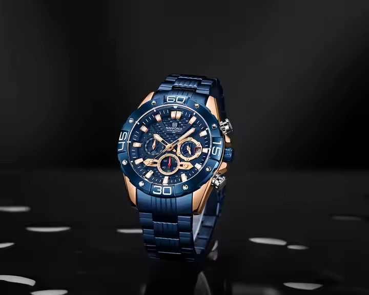 NF 8019 - Naviforce High Quality Made in China Men Hour Stylish Stainless Steel Band Waterproof Character Casual Wristwatch
