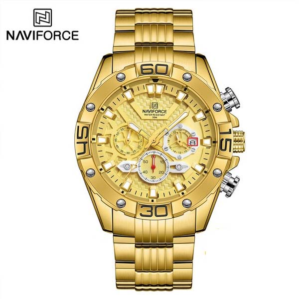 NF 8019 - Naviforce High Quality Made in China Men Hour Stylish Stainless Steel Band Waterproof Character Casual Wristwatch