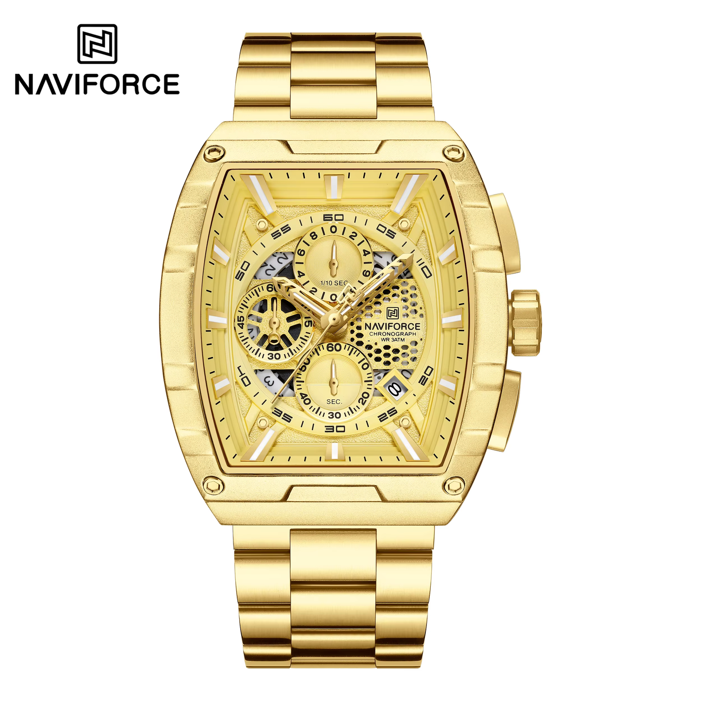 NAVIFORCE 8066 Men Watch Sport Luxury Chronograph Original Wristwatch Stainless Steel Quartz Male