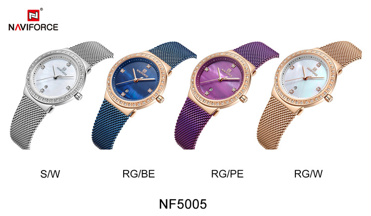 NAVIFORCE 5005 New Women Luxury Brand Watch Diamond Quartz Lady Waterproof Wristwatch Female Fashion Watches Clock Reloj Mujer