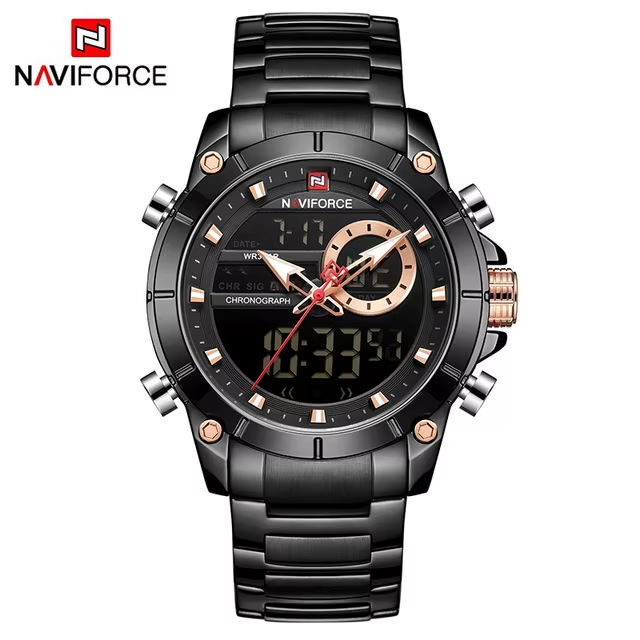 NAVIFORCE 9163  Men's Watch Luxury Naviforce Men's Quartz Hour Analog LED Sports Watch Men New Sport Wrist Watch