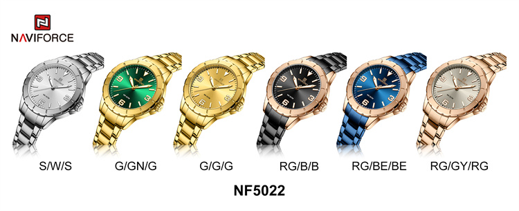 Naviforce 5022 Popular Women's Stainless Steel Band Quartz Watch Fashion Waterproof Women's Watches High Quality Leisure Style