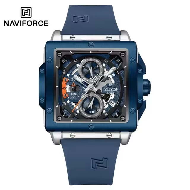 NAVIFORCE 8064 Men Watch Sport Luxury Square Chronograph Date Original Wristwatch Waterproof Quartz Male Clock