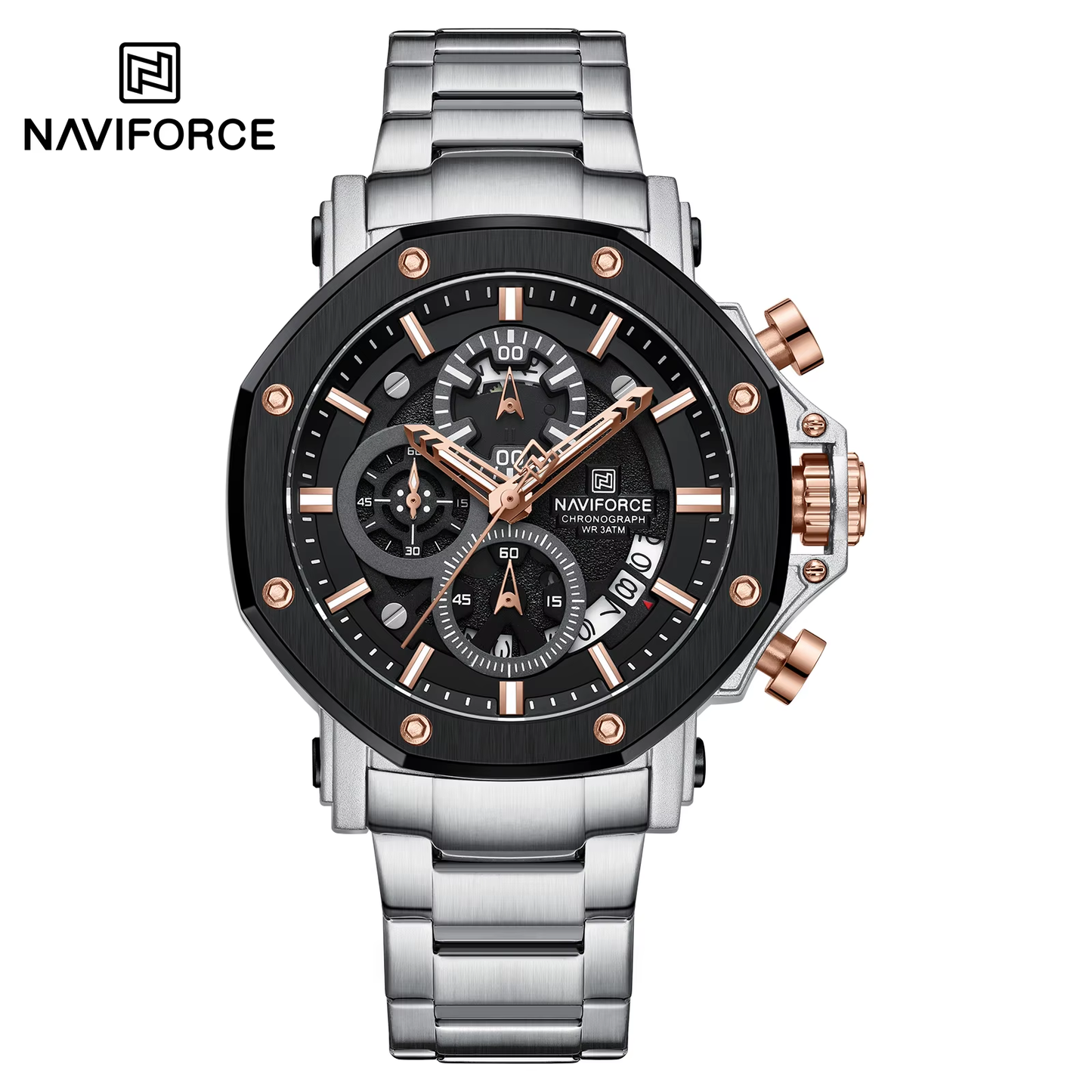 NAVIFORCE 8065 Watch for Men Business Quartz Men's Wristwatches High Quality Stainless Steel Strap Waterproof Man Watches
