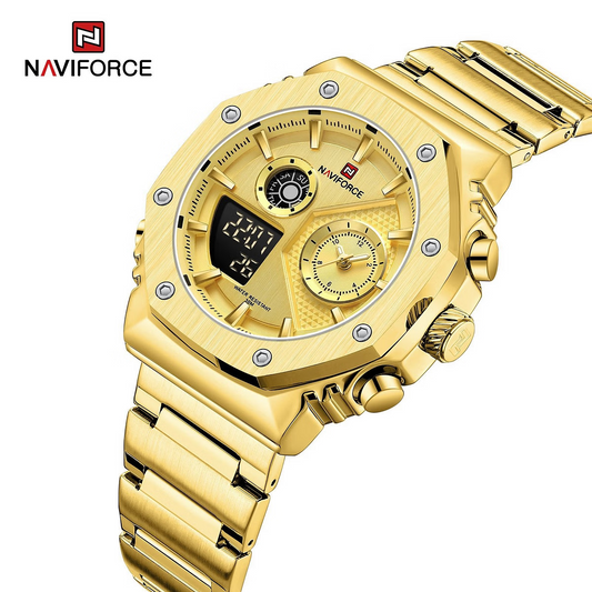 NAVIFORCE NF9216 Stainless Steel Dual Time Watch for Men - Black
