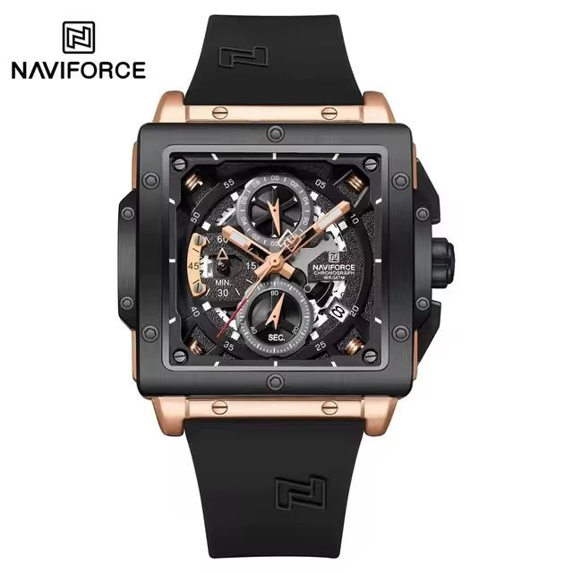 NAVIFORCE 8064 Men Watch Sport Luxury Square Chronograph Date Original Wristwatch Waterproof Quartz Male Clock