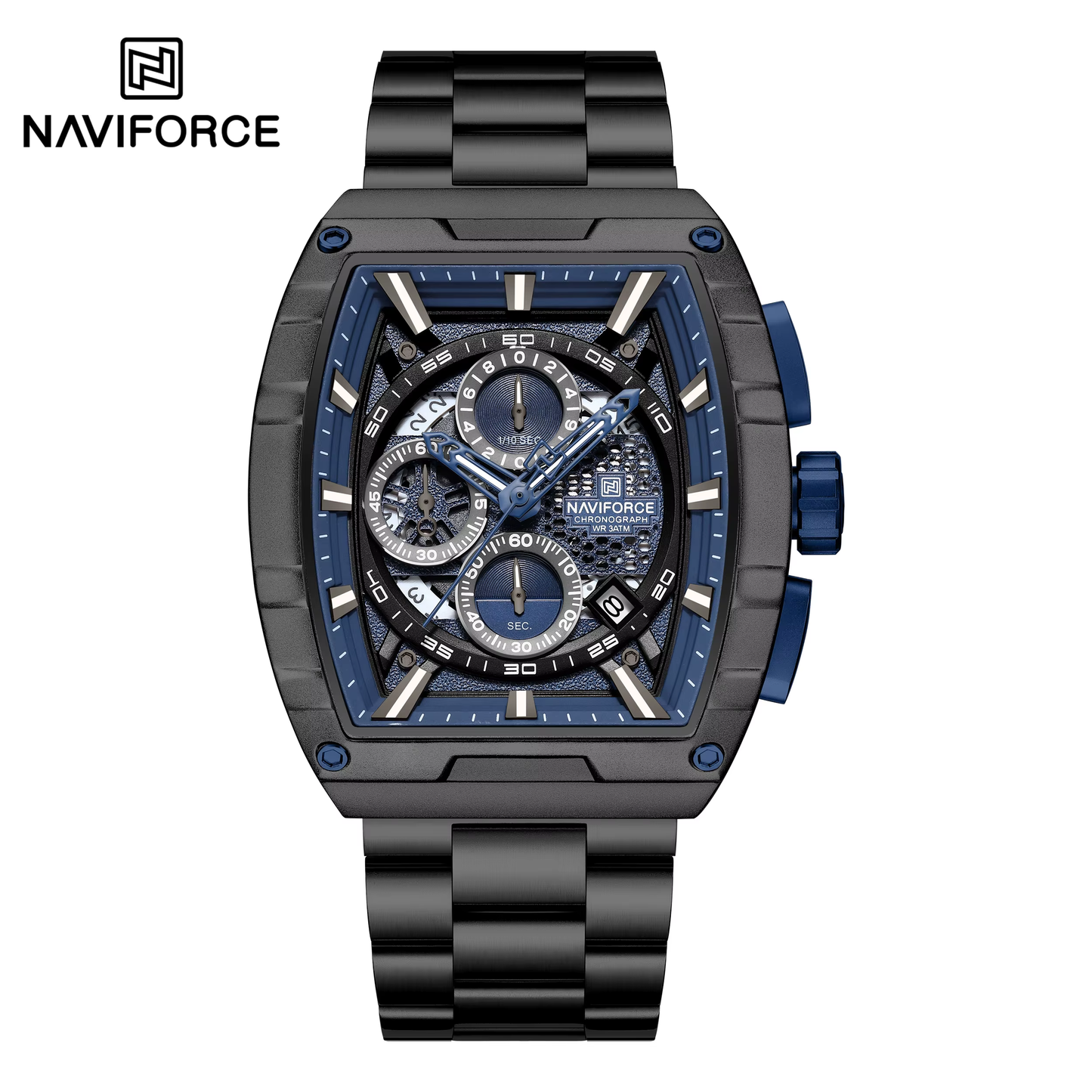 NAVIFORCE 8066 Men Watch Sport Luxury Chronograph Original Wristwatch Stainless Steel Quartz Male