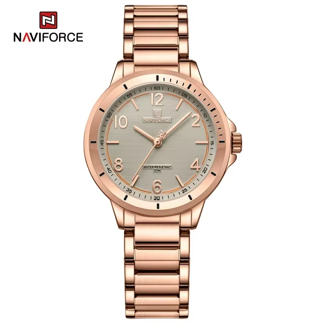 NAVIFORCE 5021 Stainless Steel Lady Quartz Wristwatch Fashion Woman Watch Water Resistant