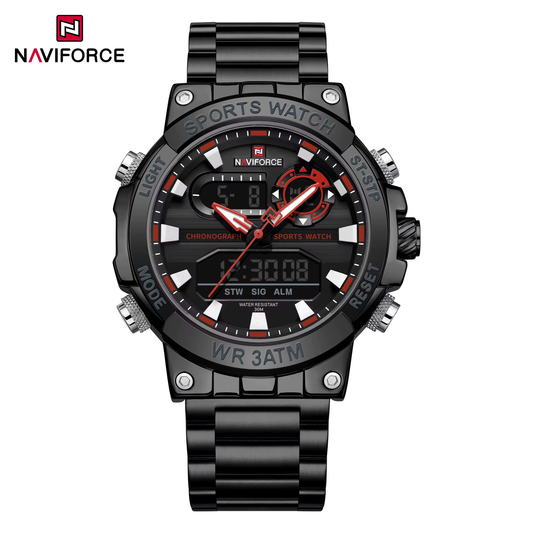 NF9237 Fashion Casual Sports Watches Stainless Steel Japan Quartz Movement Digital Waterproof Men Watch