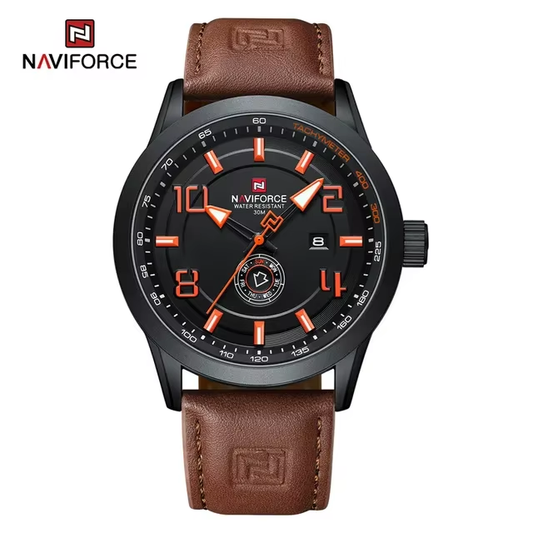 Navifroce 9229 Men Luxury Luminous Fashion Chronograph Japan Quartz Movement Clock Leather 3ATM Waterproof Business Wrist Watch