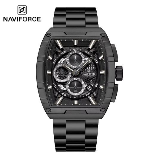 NAVIFORCE 8066 Men Watch Sport Luxury Chronograph Original Wristwatch Stainless Steel Quartz Male