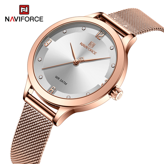 NAVIFORCE 5023 New Hot Selling Watches Women Wrist Luxury 30m Waterproof Sport Watch for Lady with Stainless Steel