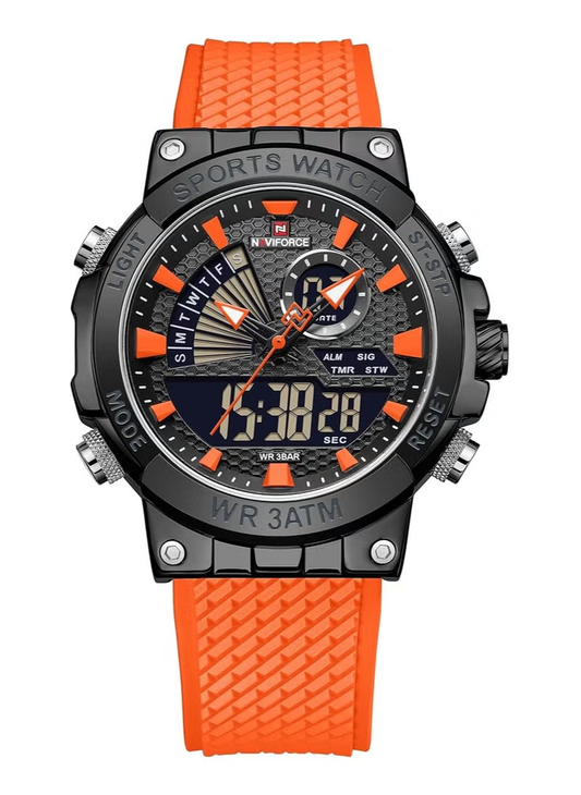 NF 9219 NAVIFORCE Men's Luxury Fashion Quartz Watches LCD Display Analog Digital 3ATM Waterproof Sport Chronograph Reloj Hombre