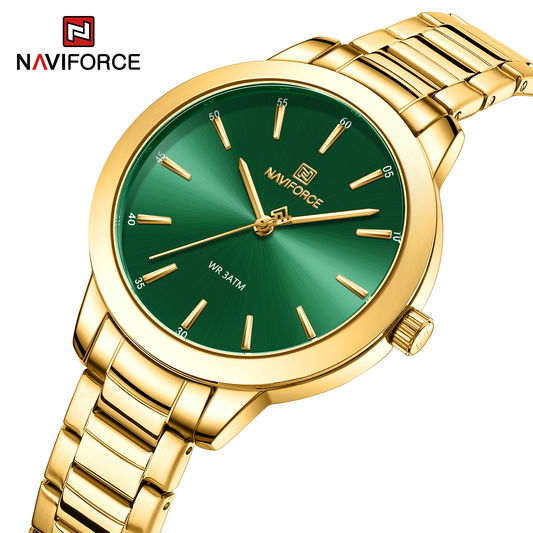 NAVIFORCE 5025 Quartz Watche Fashion Stainless Steel Band Women Wristwatch
