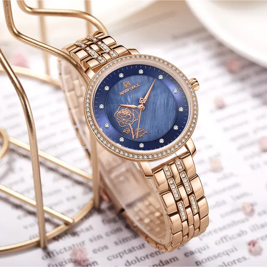 NAVIFORCE 5017  Luxury Stainless Steel Ladies Women Girls Watch Bracelet High Quality Wristwatch