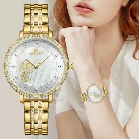 NAVIFORCE 5017  Luxury Stainless Steel Ladies Women Girls Watch Bracelet High Quality Wristwatch