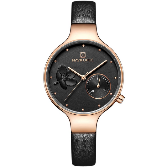 NF5001 - Black - Women's Leather Analog Watch