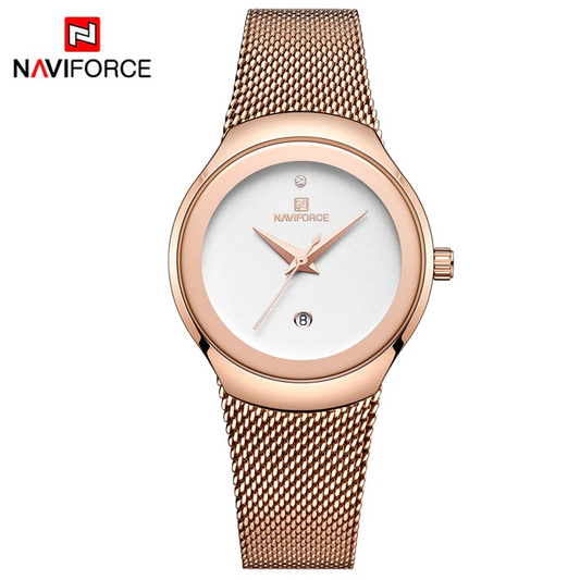 NF5004 - NAVIFORCE Watch Women Fashion Simple Quartz Watches Lady Stainless Steel Waterproof Wristwatch