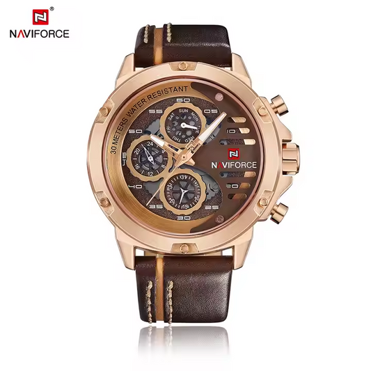 NF 9110 - Naviforce WristwatchesTop Brand Luxury Watches Men Wrist Waterproof Leather Analog Quartz Watch Male Clock