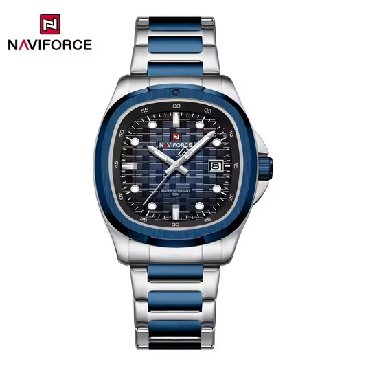 NAVIFORCE 9240 Stainless Steel Luminous Calendar Waterproof Square Dial Men's Simple Luxury Quartz Watch Watches for Men