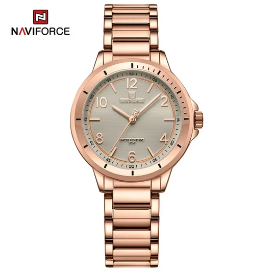 NAVIFORCE 5021 Stainless Steel Lady Quartz Wristwatch Fashion Woman Watch Water Resistant